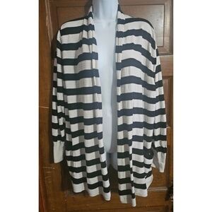 Faded Glory Woman's Striped Open Cardigan Sweater